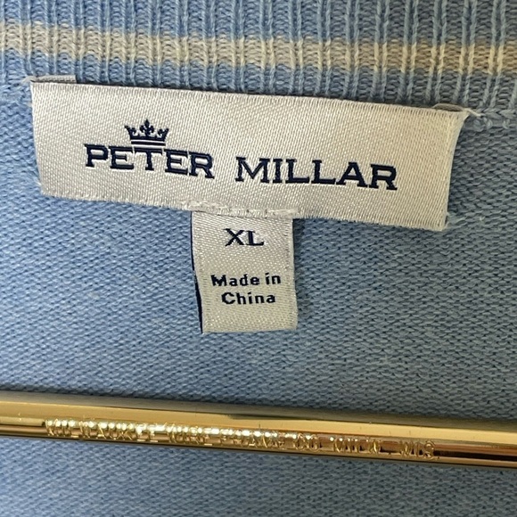Peter Millar sweater cashmere blend sz XL light blue lightweight - Picture 3 of 7